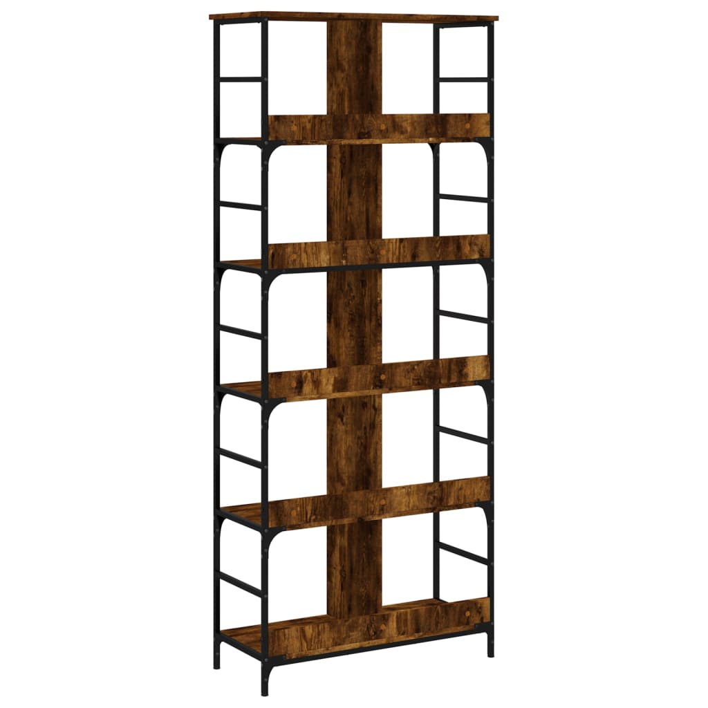 Boekenrek 78,5x33x188,5 cm bewerkt hout gerookt eikenkleurig is nu te koop bij PeponiXL, paradijselijk wonen!