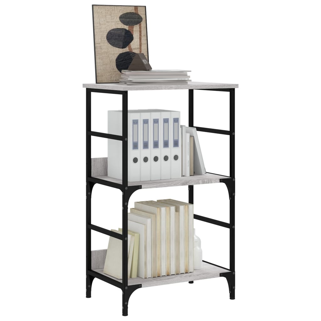 Boekenrek 50x33x82 cm bewerkt hout grijs sonoma eikenkleurig is nu te koop bij PeponiXL, paradijselijk wonen!