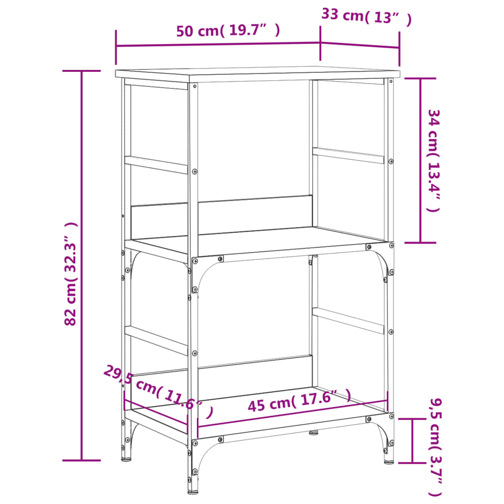 Boekenrek 50x33x82 cm bewerkt hout grijs sonoma eikenkleurig is nu te koop bij PeponiXL, paradijselijk wonen!