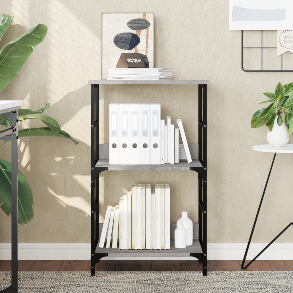 Boekenrek 50x33x82 cm bewerkt hout grijs sonoma eikenkleurig is nu te koop bij PeponiXL, paradijselijk wonen!