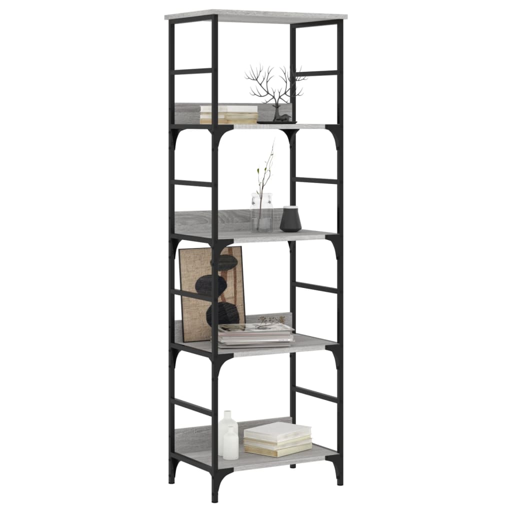 Boekenrek 50x33x153 cm bewerkt hout grijs sonoma eikenkleurig is nu te koop bij PeponiXL, paradijselijk wonen!