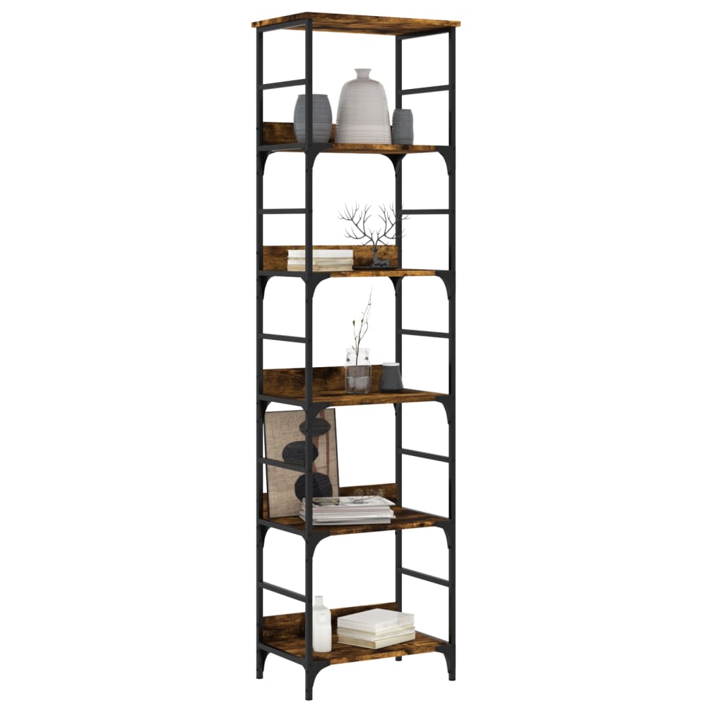 Boekenrek 50x33x188,5 cm bewerkt hout gerookt eikenkleurig is nu te koop bij PeponiXL, paradijselijk wonen!