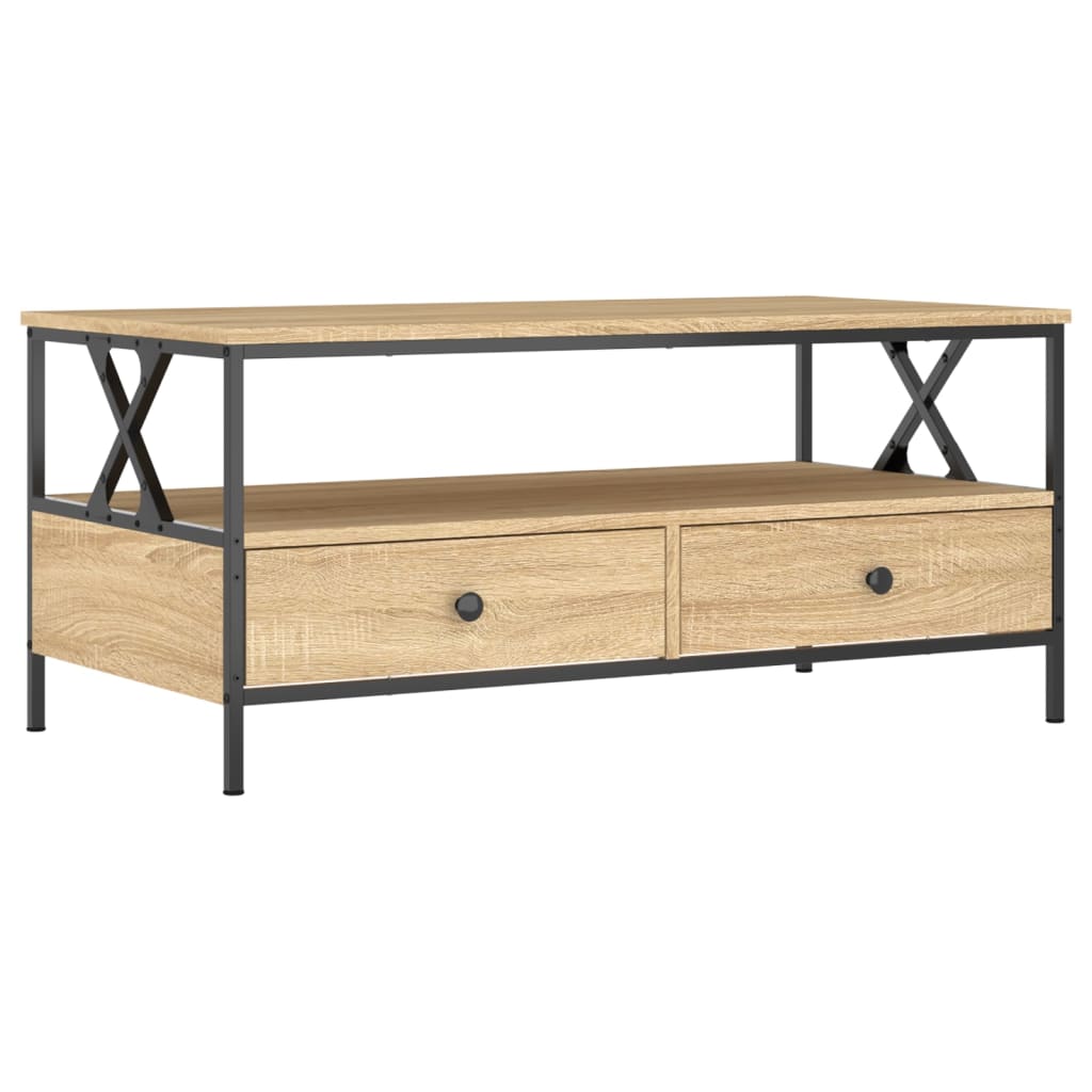 Salontafel 100x51x45 cm bewerkt hout sonoma eikenkleurig is nu te koop bij PeponiXL, paradijselijk wonen!