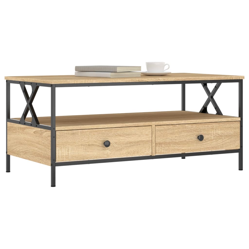 Salontafel 100x51x45 cm bewerkt hout sonoma eikenkleurig is nu te koop bij PeponiXL, paradijselijk wonen!