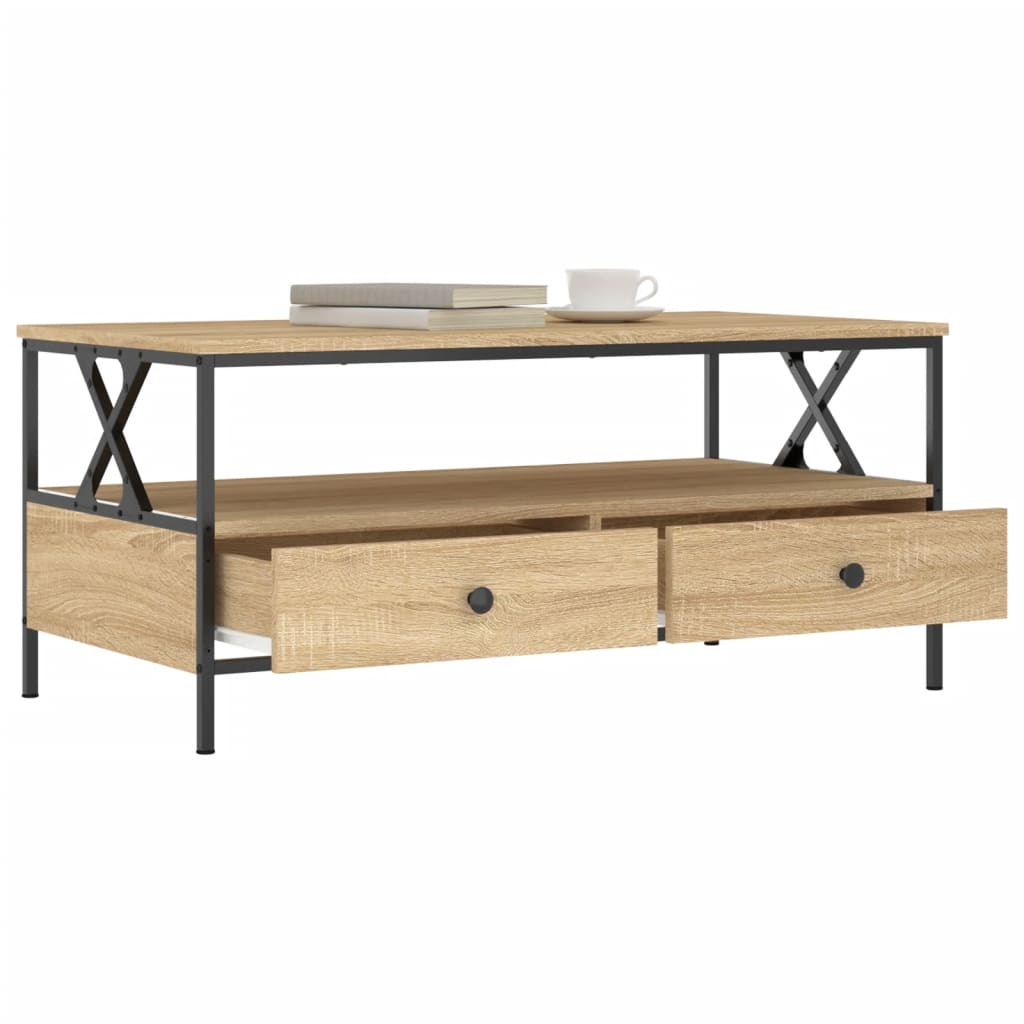 Salontafel 100x51x45 cm bewerkt hout sonoma eikenkleurig is nu te koop bij PeponiXL, paradijselijk wonen!