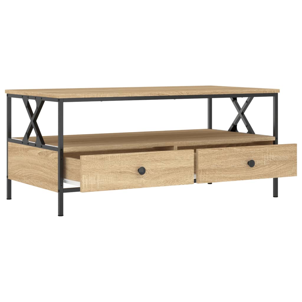 Salontafel 100x51x45 cm bewerkt hout sonoma eikenkleurig is nu te koop bij PeponiXL, paradijselijk wonen!
