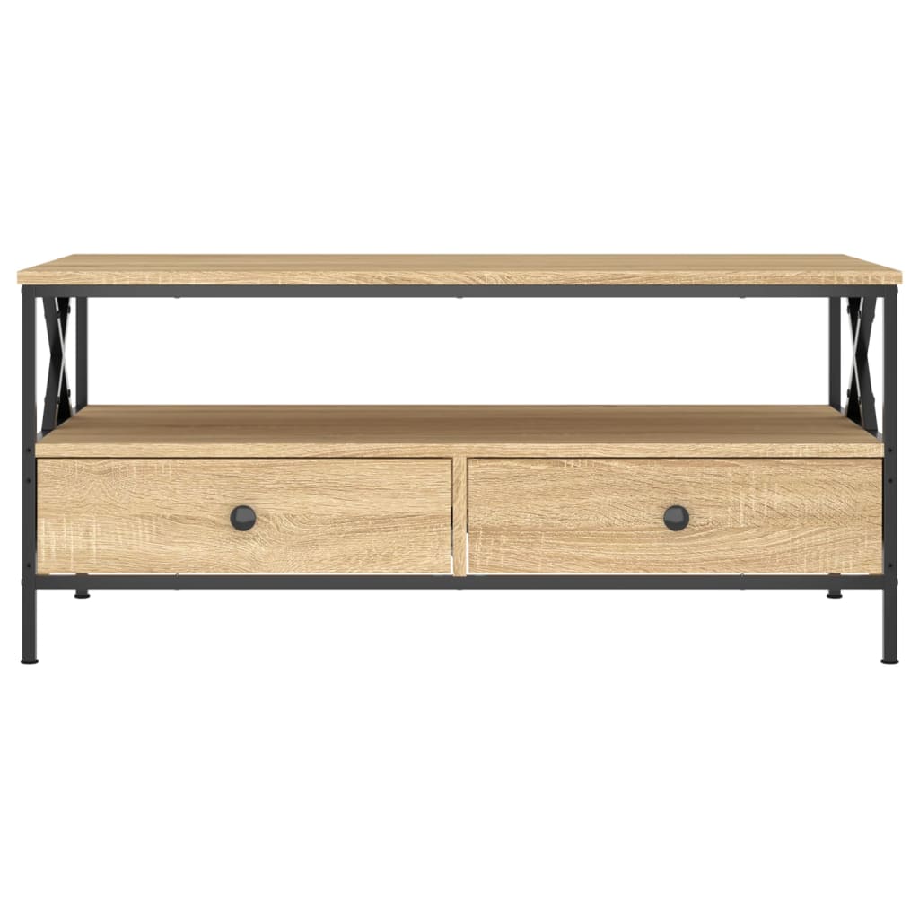 Salontafel 100x51x45 cm bewerkt hout sonoma eikenkleurig is nu te koop bij PeponiXL, paradijselijk wonen!