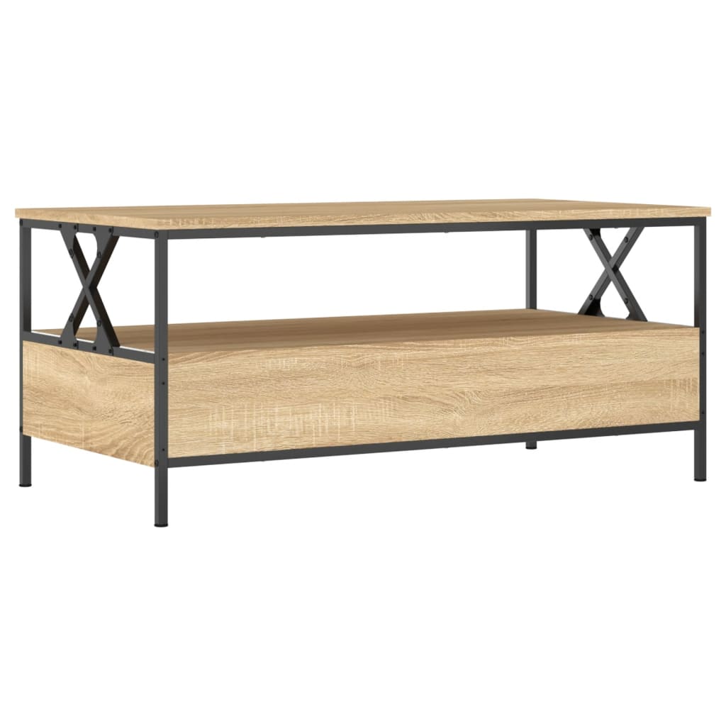 Salontafel 100x51x45 cm bewerkt hout sonoma eikenkleurig is nu te koop bij PeponiXL, paradijselijk wonen!