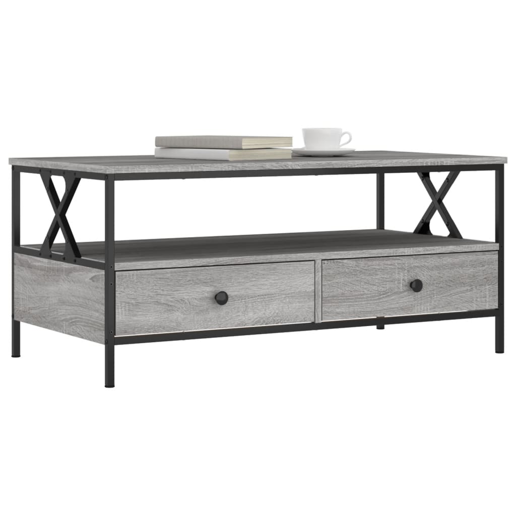 Salontafel 100x51x45 cm bewerkt hout grijs sonoma eiken is nu te koop bij PeponiXL, paradijselijk wonen!