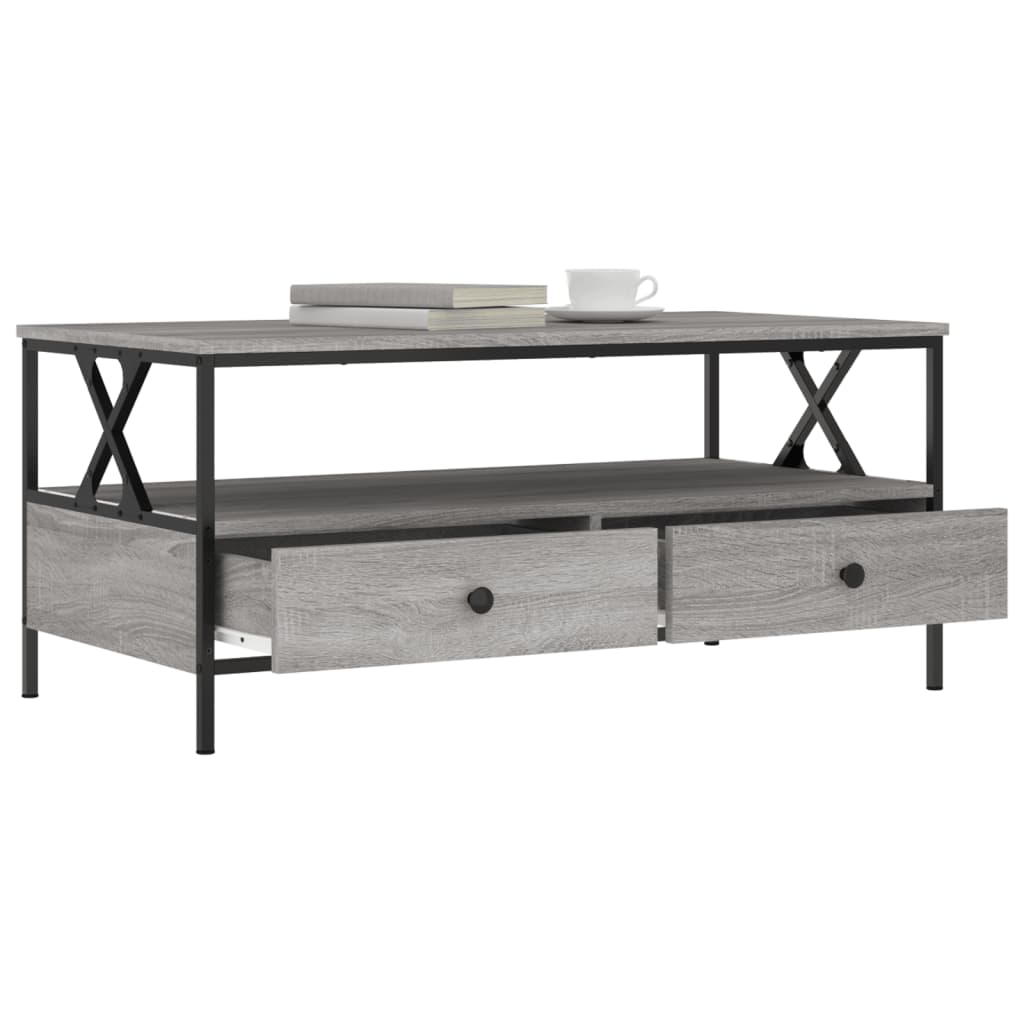Salontafel 100x51x45 cm bewerkt hout grijs sonoma eiken is nu te koop bij PeponiXL, paradijselijk wonen!
