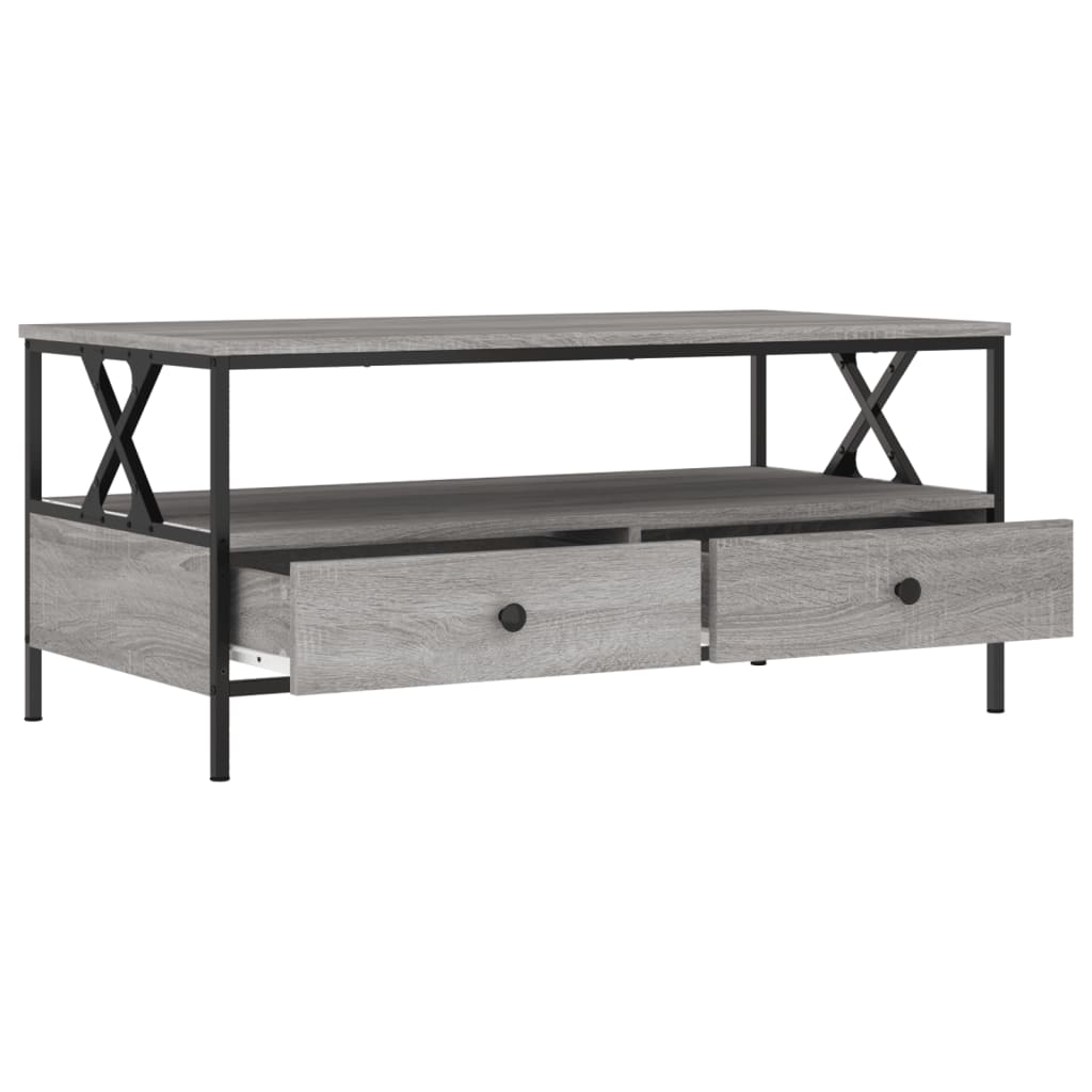 Salontafel 100x51x45 cm bewerkt hout grijs sonoma eiken is nu te koop bij PeponiXL, paradijselijk wonen!