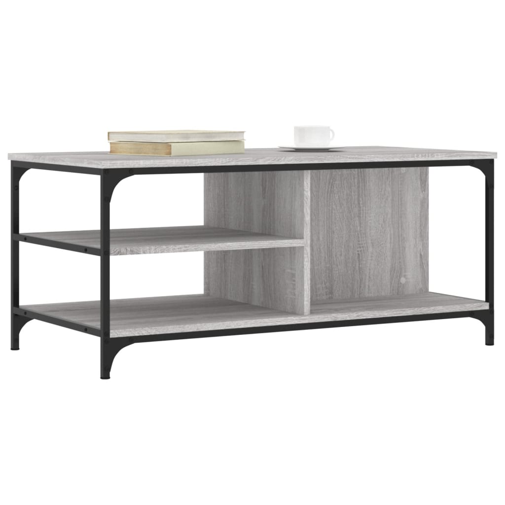 Salontafel 100x50x45 cm bewerkt hout grijs sonoma is nu te koop bij PeponiXL, paradijselijk wonen!