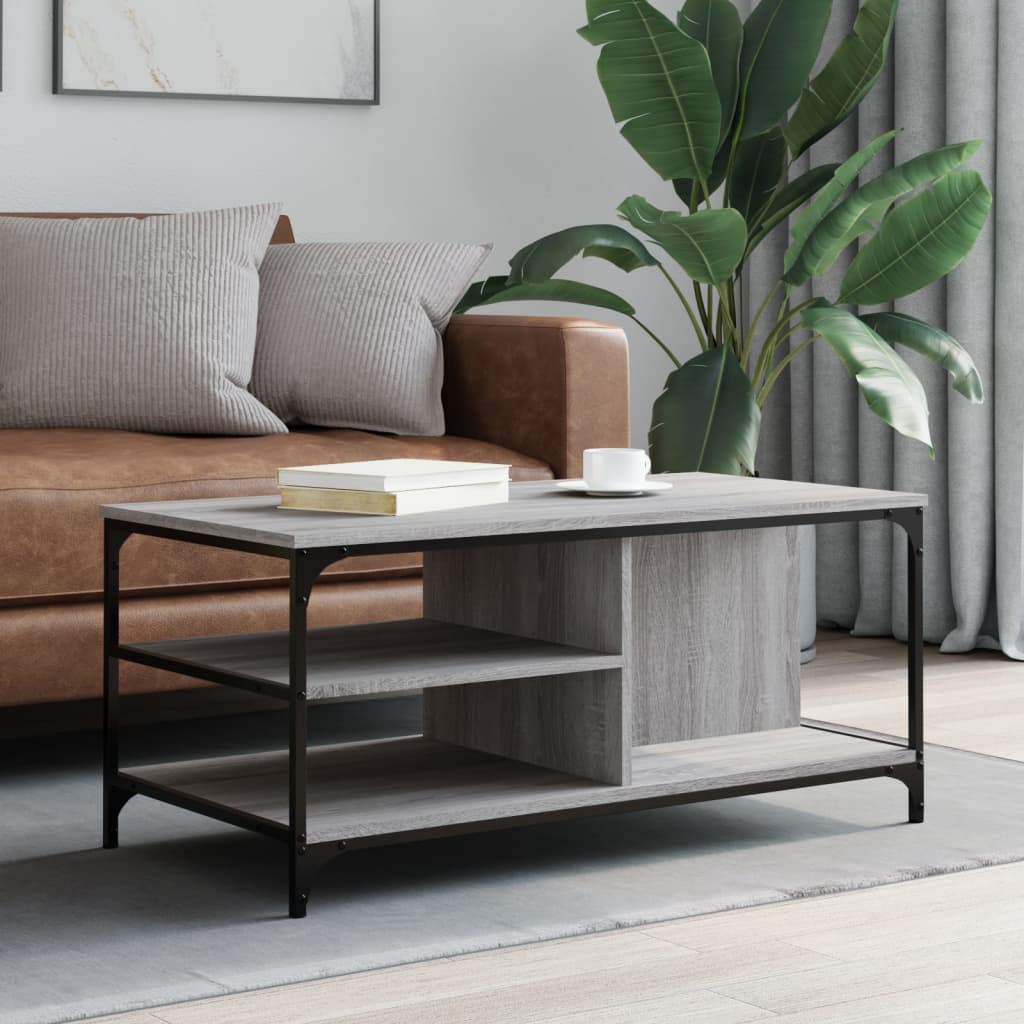 Salontafel 100x50x45 cm bewerkt hout grijs sonoma is nu te koop bij PeponiXL, paradijselijk wonen!