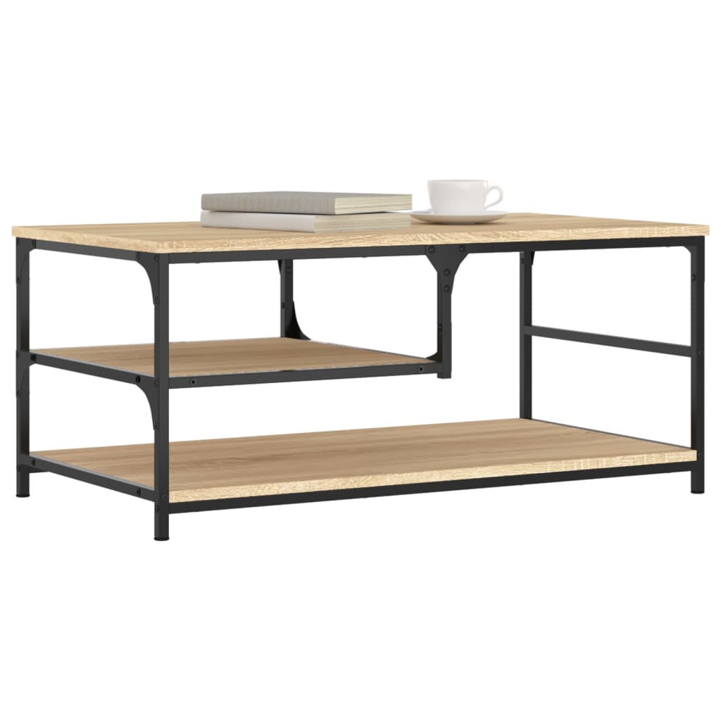 Salontafel 90x49x40 cm bewerkt hout sonoma eikenkleurig is nu te koop bij PeponiXL, paradijselijk wonen!