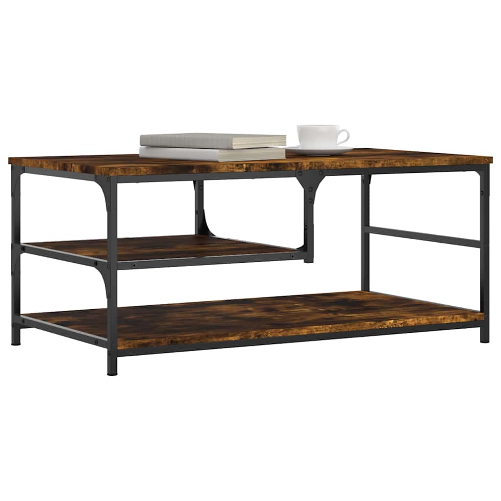 Salontafel 90x49x40 cm bewerkt hout gerookt eikenkleurig