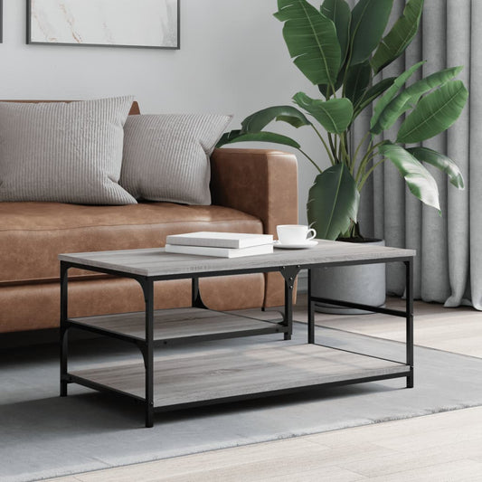 Salontafel 90x49x40 cm bewerkt hout grijs sonoma eikenkleurig is nu te koop bij PeponiXL, paradijselijk wonen!