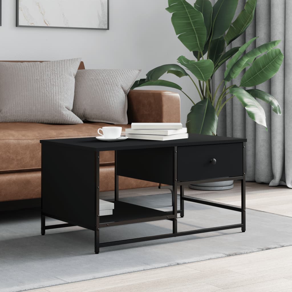 Salontafel 85,5x51x45 cm bewerkt hout zwart is nu te koop bij PeponiXL, paradijselijk wonen!