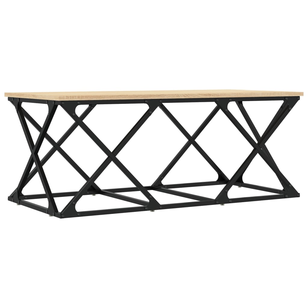 Salontafel 100x49x40 cm bewerkt hout sonoma eikenkleurig is nu te koop bij PeponiXL, paradijselijk wonen!