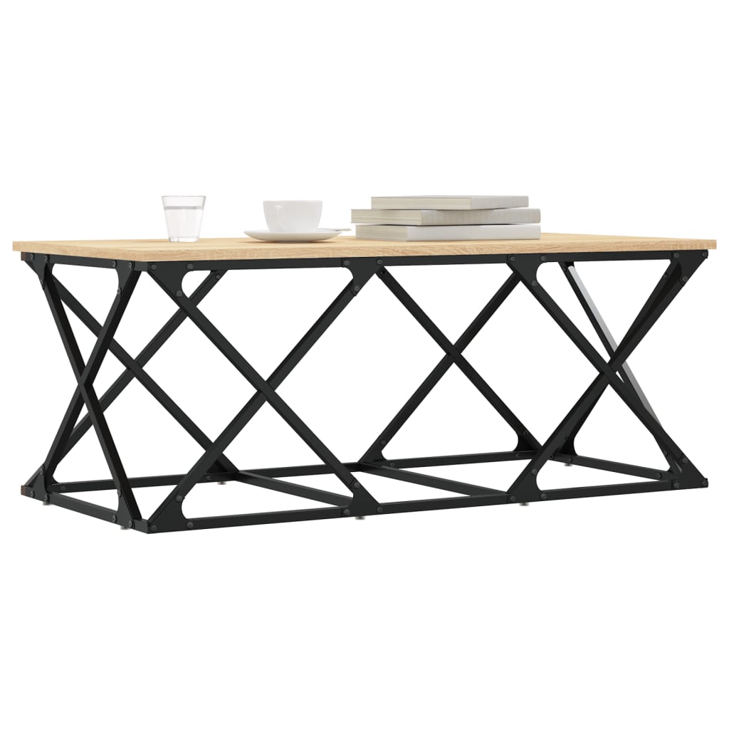 Salontafel 100x49x40 cm bewerkt hout sonoma eikenkleurig is nu te koop bij PeponiXL, paradijselijk wonen!