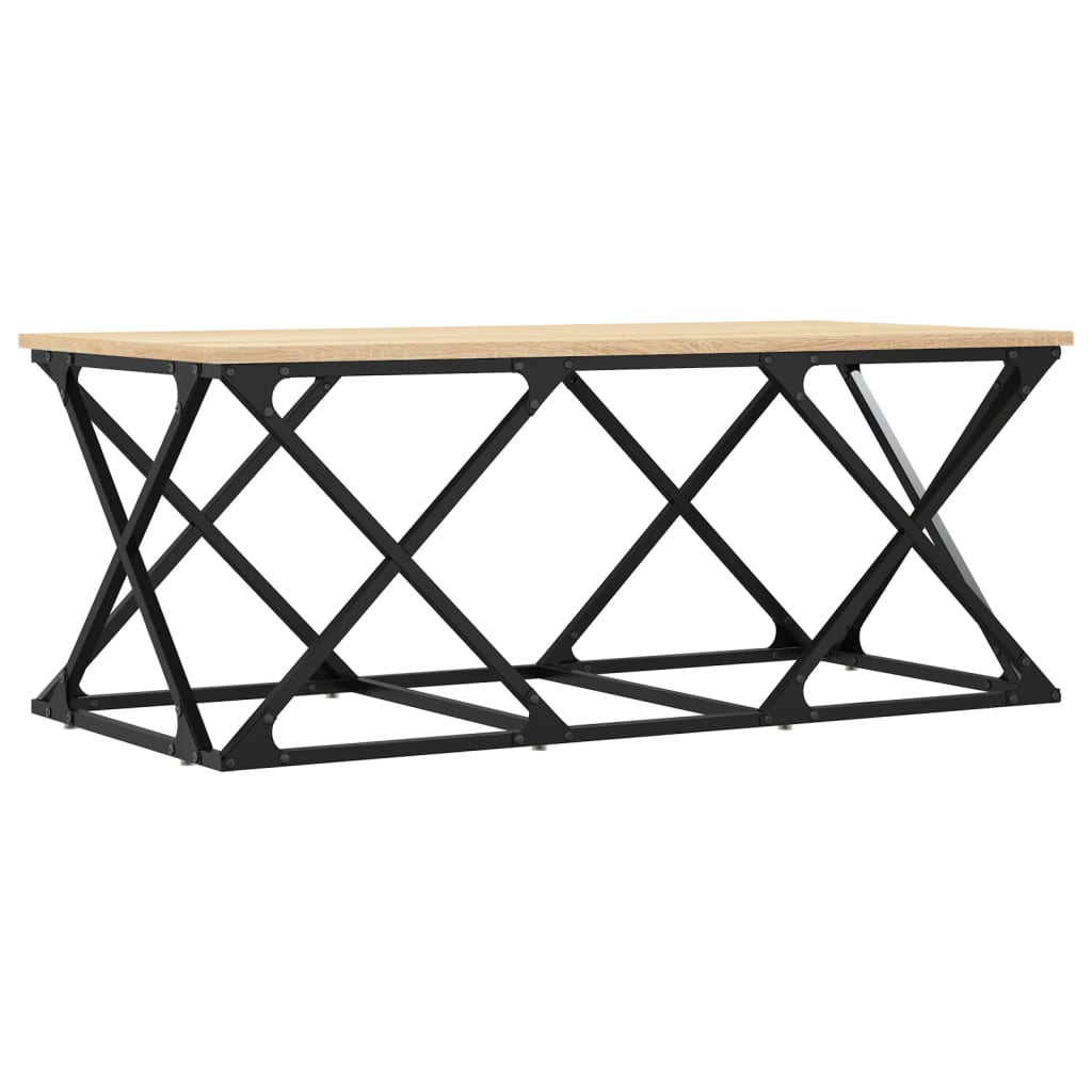 Salontafel 100x49x40 cm bewerkt hout sonoma eikenkleurig is nu te koop bij PeponiXL, paradijselijk wonen!