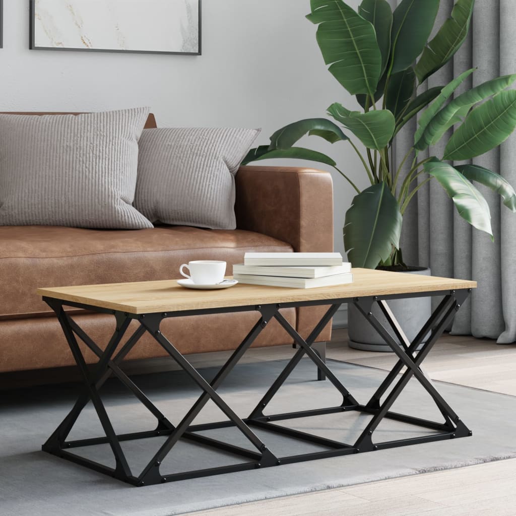 Salontafel 100x49x40 cm bewerkt hout sonoma eikenkleurig is nu te koop bij PeponiXL, paradijselijk wonen!