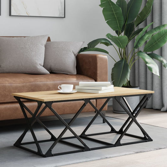 Salontafel 100x49x40 cm bewerkt hout sonoma eikenkleurig is nu te koop bij PeponiXL, paradijselijk wonen!