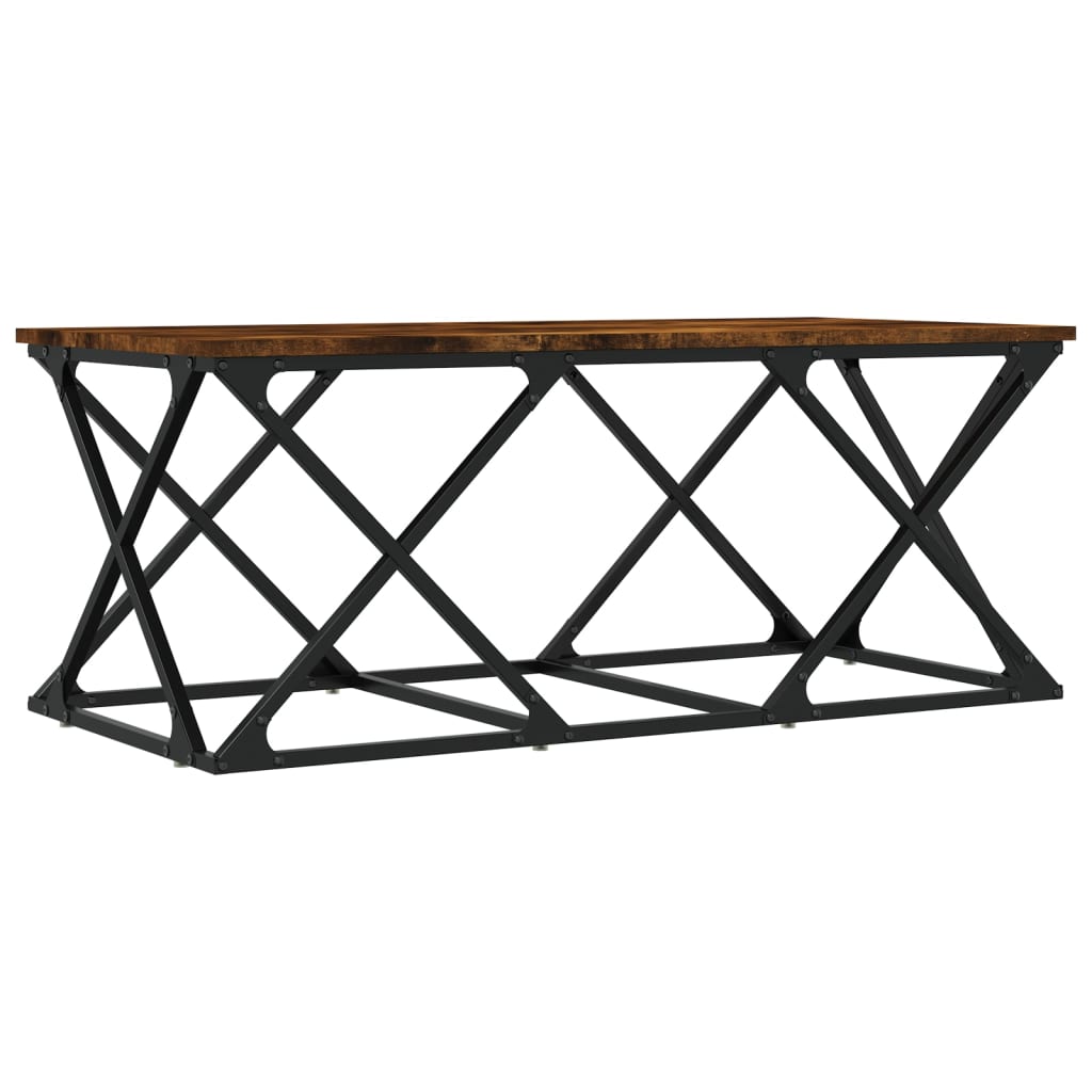 Salontafel 100x49x40 cm bewerkt hout gerookt eikenkleurig is nu te koop bij PeponiXL, paradijselijk wonen!