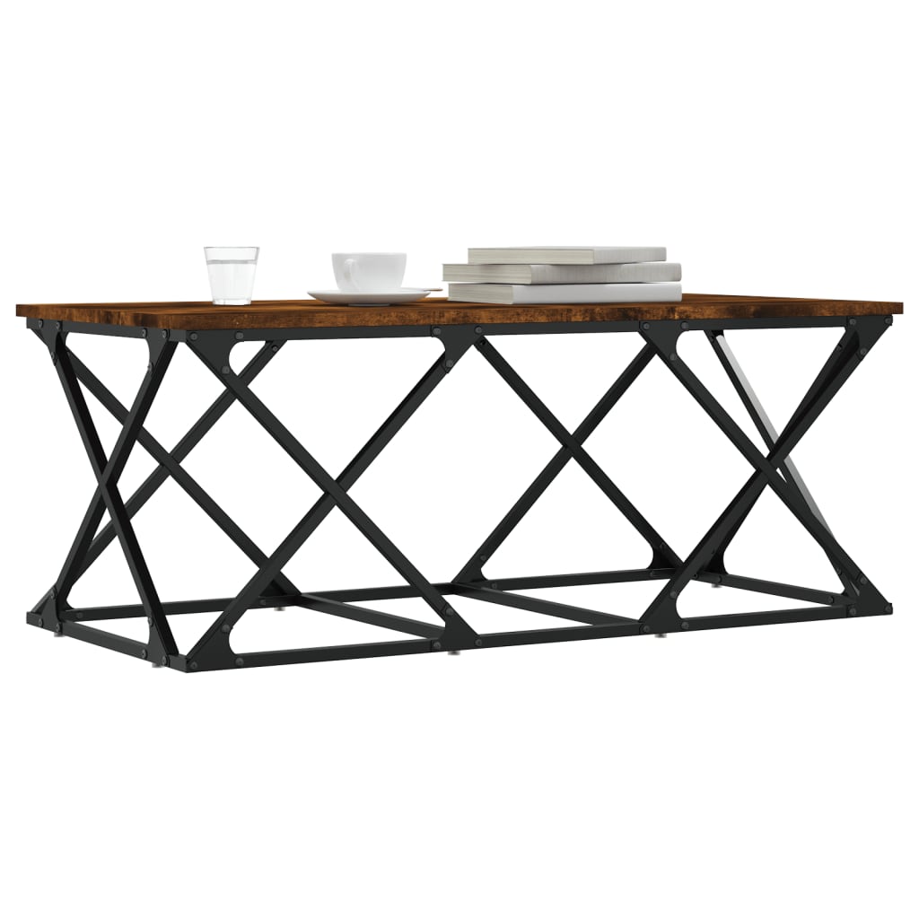 Salontafel 100x49x40 cm bewerkt hout gerookt eikenkleurig is nu te koop bij PeponiXL, paradijselijk wonen!