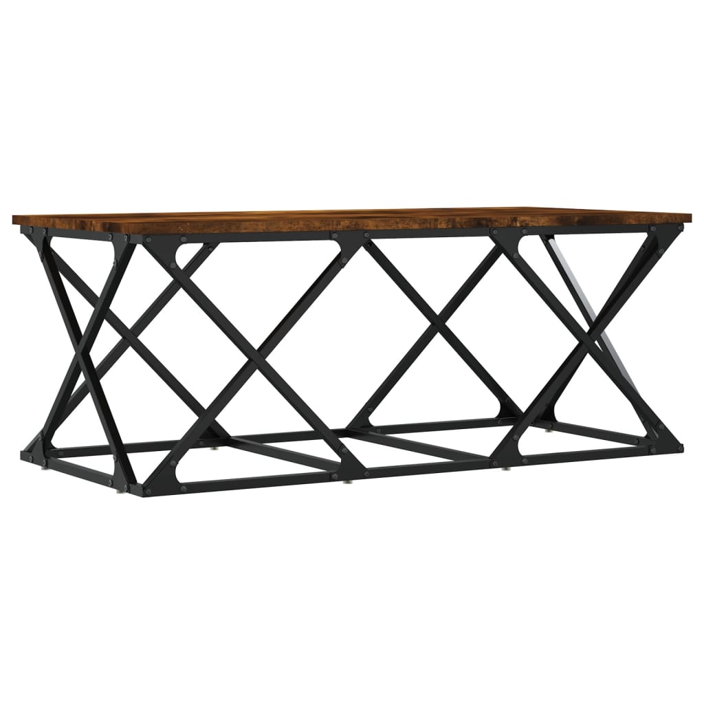 Salontafel 100x49x40 cm bewerkt hout gerookt eikenkleurig is nu te koop bij PeponiXL, paradijselijk wonen!