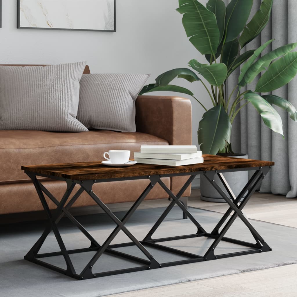Salontafel 100x49x40 cm bewerkt hout gerookt eikenkleurig is nu te koop bij PeponiXL, paradijselijk wonen!