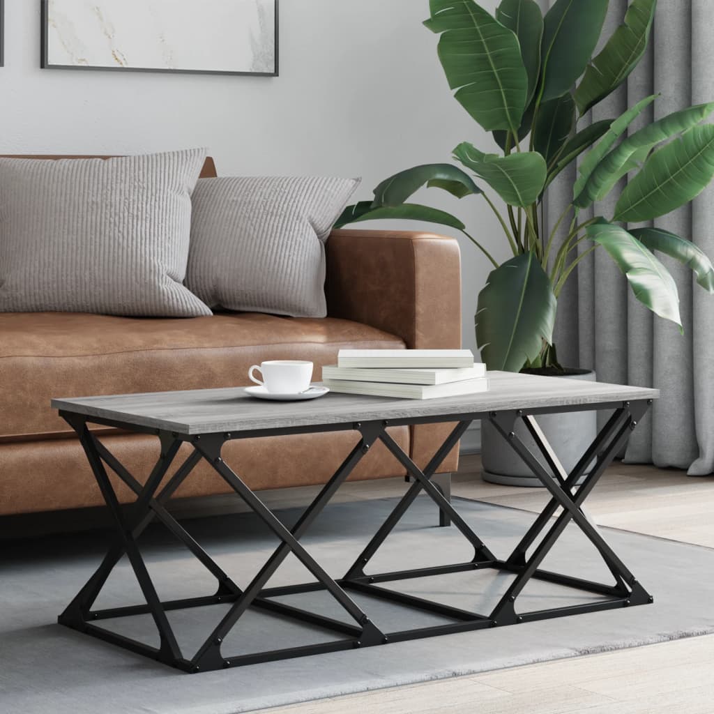 Salontafel 100x49x40 cm bewerkt hout grijs sonoma is nu te koop bij PeponiXL, paradijselijk wonen!