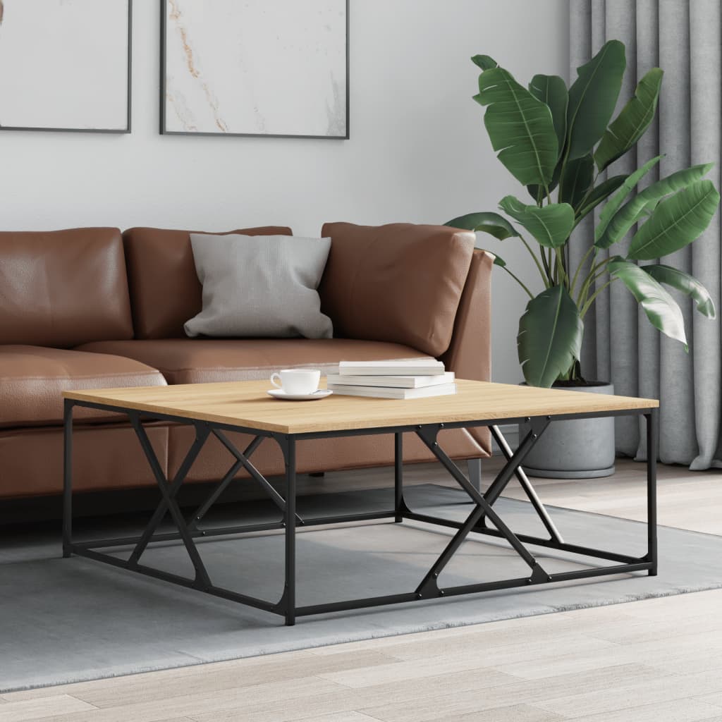 Salontafel 100x100x40 cm bewerkt hout sonoma eikenkleurig is nu te koop bij PeponiXL, paradijselijk wonen!