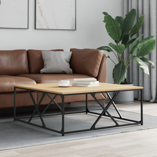 Salontafel 100x100x40 cm bewerkt hout sonoma eikenkleurig is nu te koop bij PeponiXL, paradijselijk wonen!