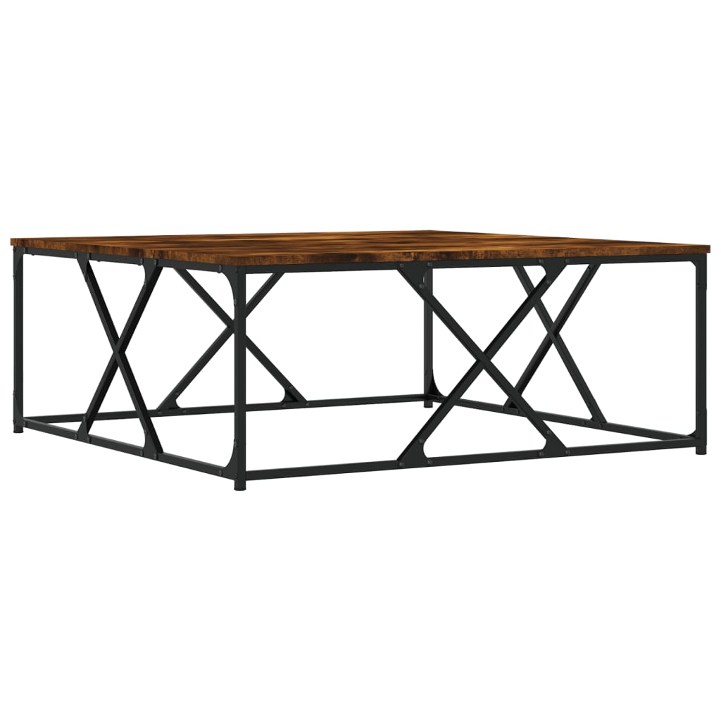 Salontafel 100x100x40 cm bewerkt hout gerookt eikenkleurig is nu te koop bij PeponiXL, paradijselijk wonen!
