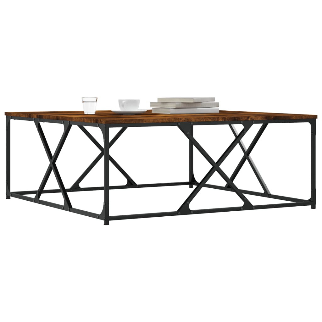 Salontafel 100x100x40 cm bewerkt hout gerookt eikenkleurig is nu te koop bij PeponiXL, paradijselijk wonen!