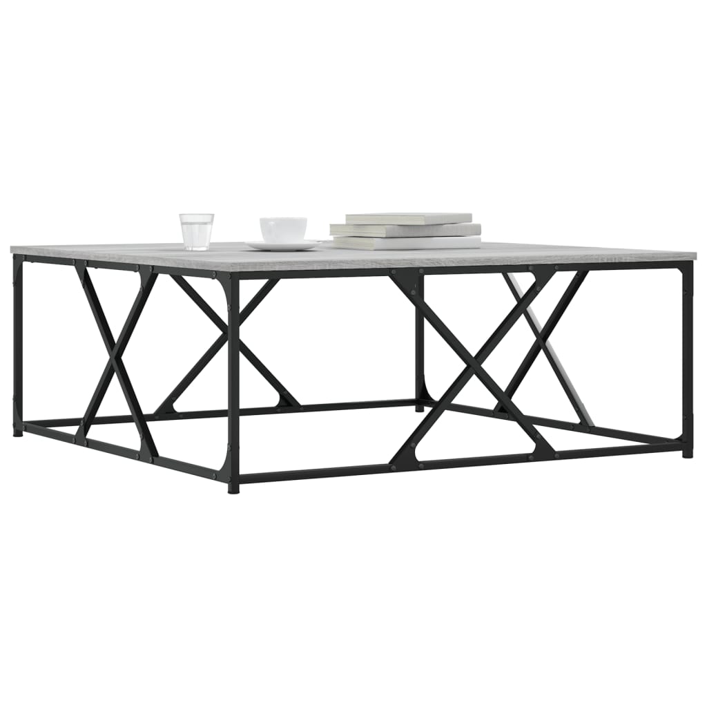 Salontafel 100x100x40 cm bewerkt hout grijs sonoma eikenkleurig is nu te koop bij PeponiXL, paradijselijk wonen!