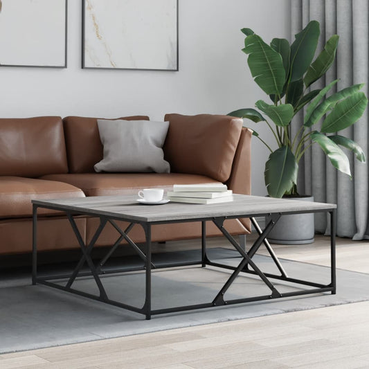 Salontafel 100x100x40 cm bewerkt hout grijs sonoma eikenkleurig is nu te koop bij PeponiXL, paradijselijk wonen!