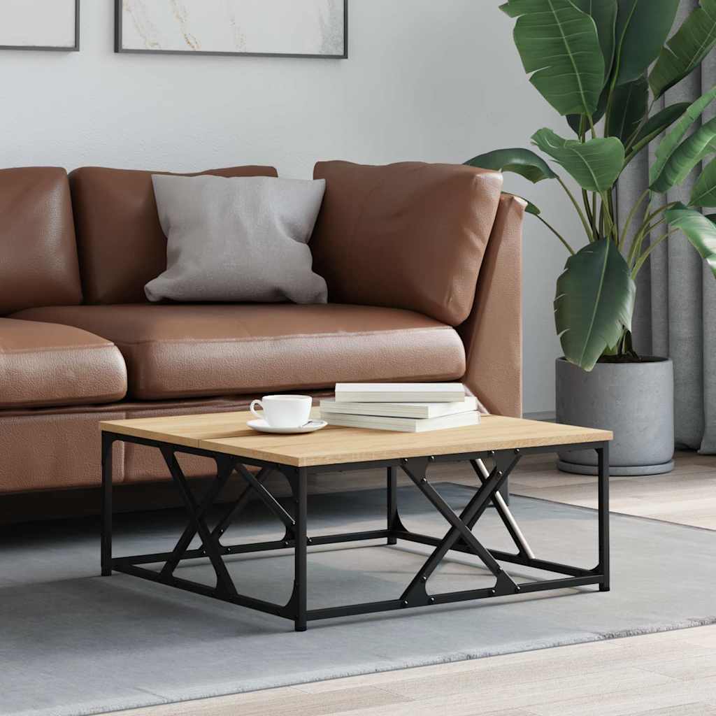 Salontafel 70x70x30 cm bewerkt hout sonoma eikenkleurig is nu te koop bij PeponiXL, paradijselijk wonen!