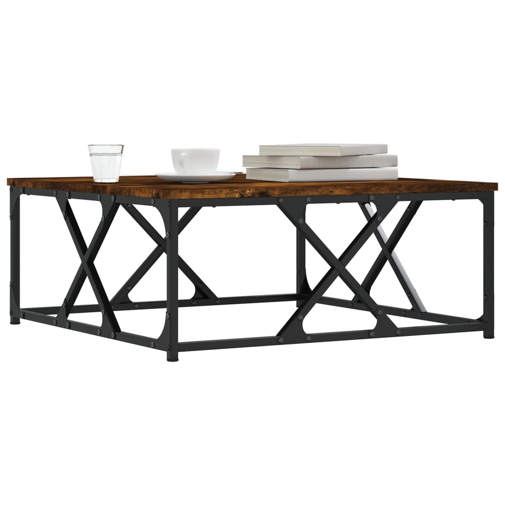 Salontafel 70x70x30 cm bewerkt hout gerookt eikenkleurig is nu te koop bij PeponiXL, paradijselijk wonen!