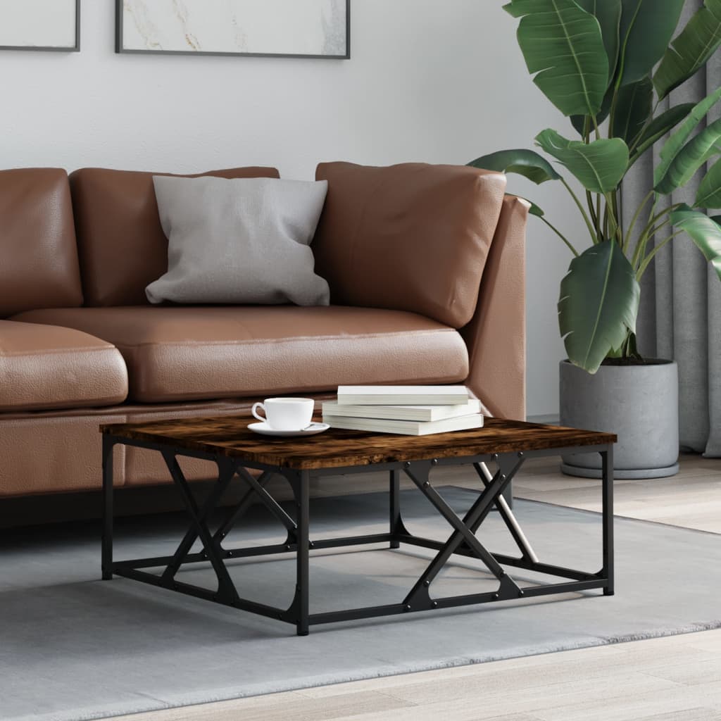 Salontafel 70x70x30 cm bewerkt hout gerookt eikenkleurig is nu te koop bij PeponiXL, paradijselijk wonen!