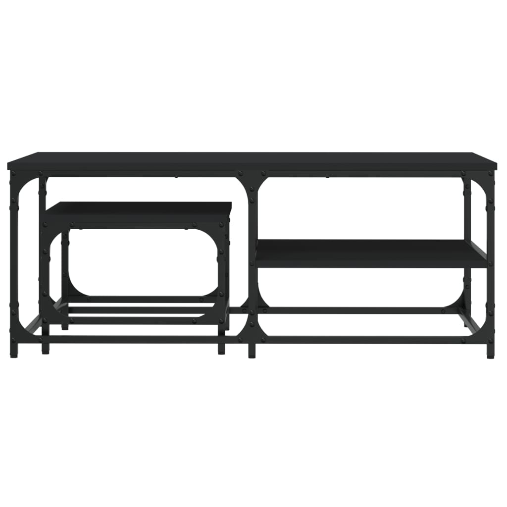 2-delige Tafeltjesset bewerkt hout zwart is nu te koop bij PeponiXL, paradijselijk wonen!