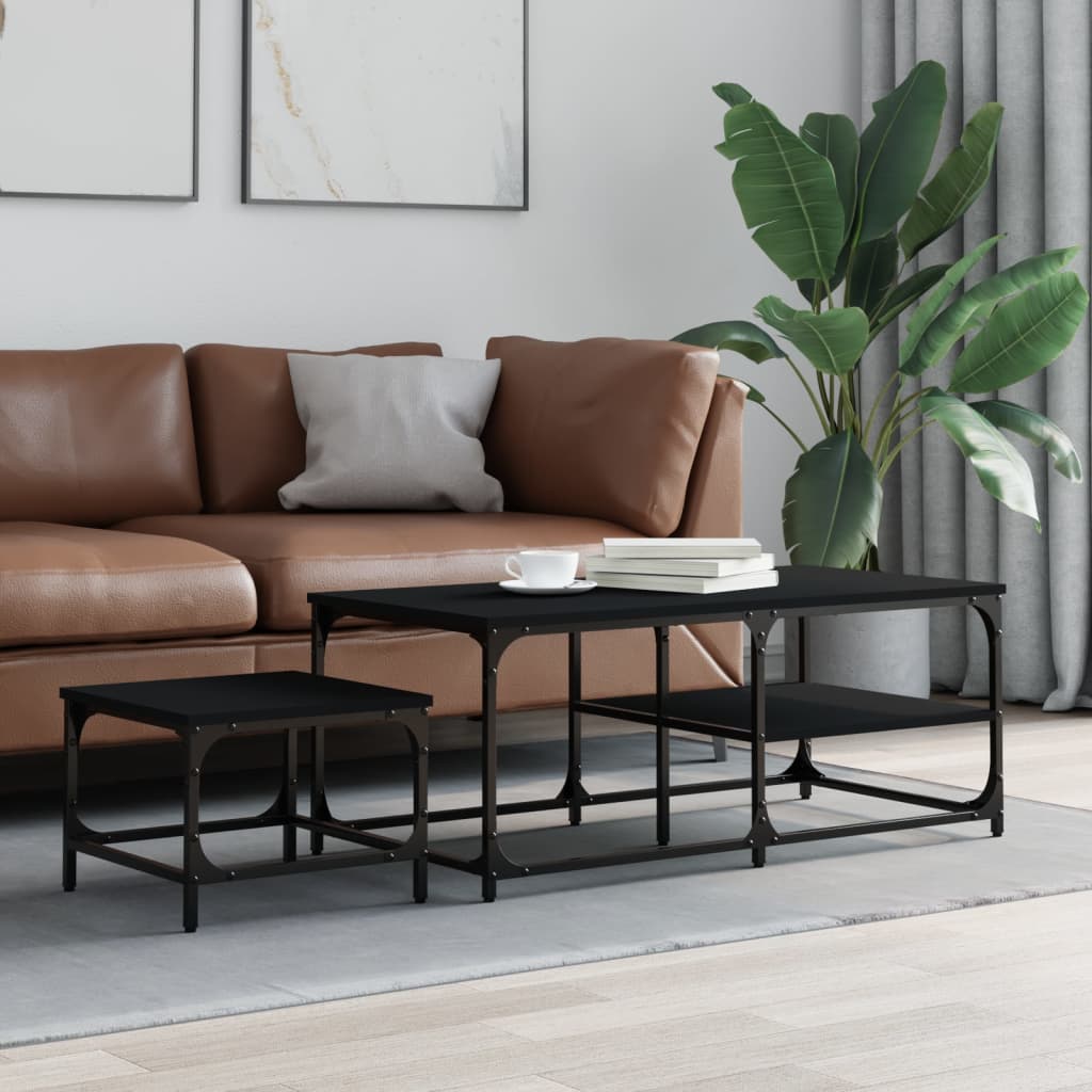 2-delige Tafeltjesset bewerkt hout zwart is nu te koop bij PeponiXL, paradijselijk wonen!