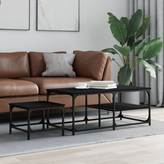 2-delige Tafeltjesset bewerkt hout zwart is nu te koop bij PeponiXL, paradijselijk wonen!