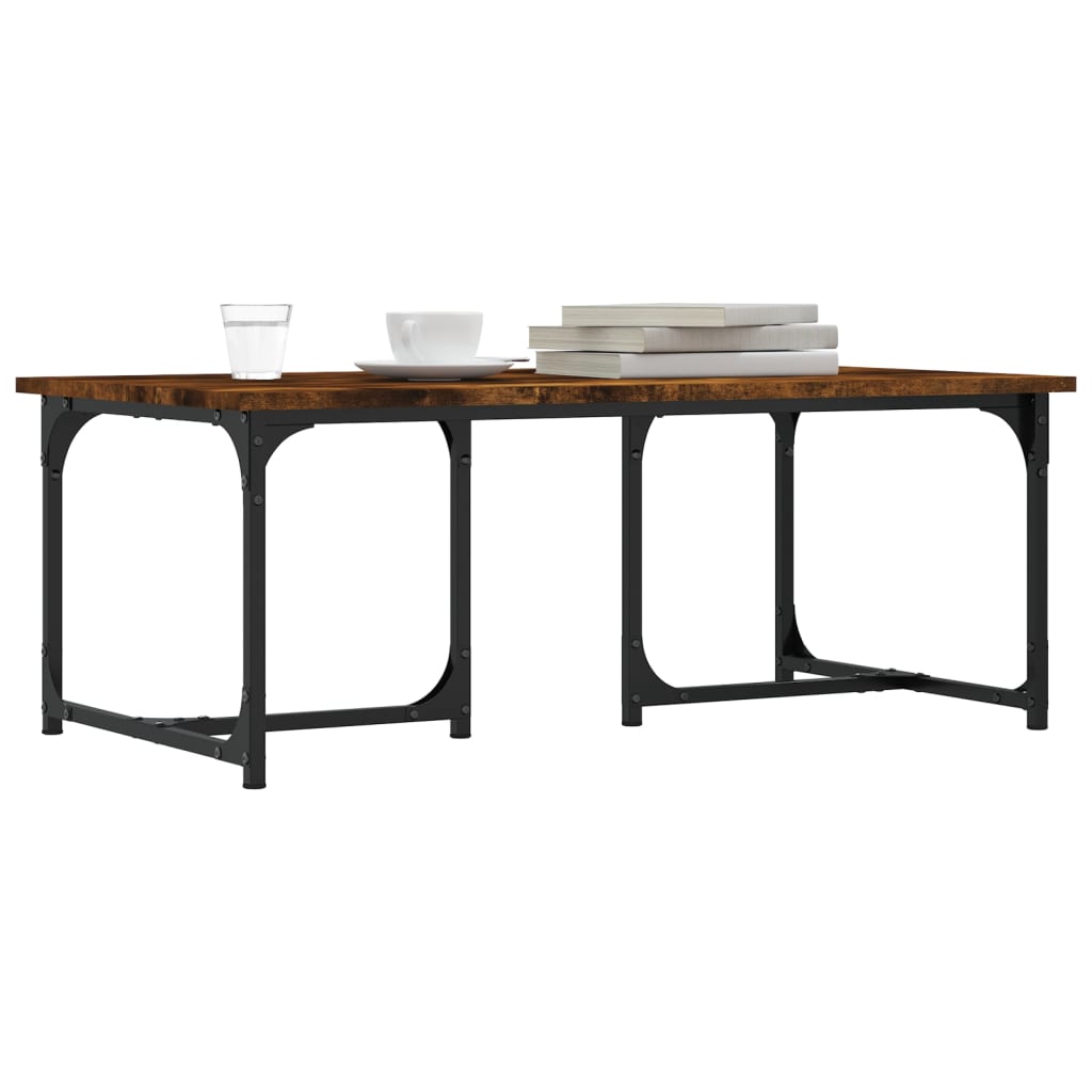 Salontafel 90x50x35 cm bewerkt hout gerookt eikenkleurig is nu te koop bij PeponiXL, paradijselijk wonen!
