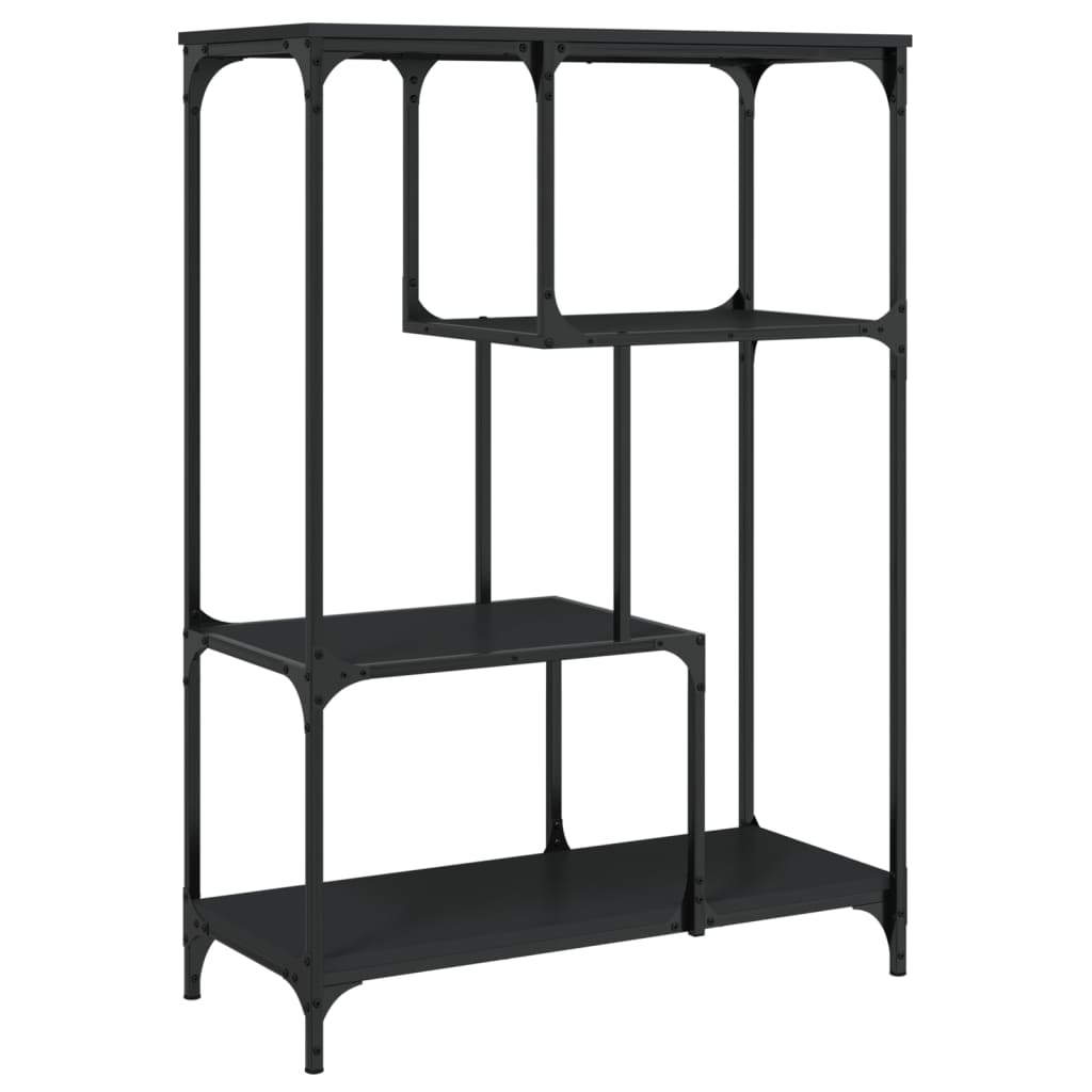 Boekenrek 81x36x115 cm bewerkt hout en staal zwart is nu te koop bij PeponiXL, paradijselijk wonen!