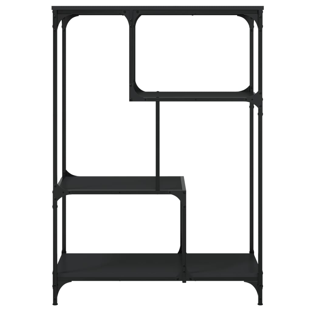 Boekenrek 81x36x115 cm bewerkt hout en staal zwart is nu te koop bij PeponiXL, paradijselijk wonen!