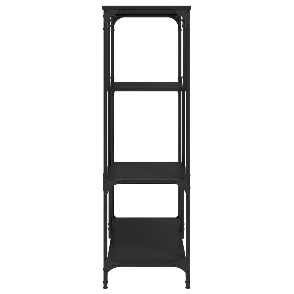 Boekenrek 81x36x115 cm bewerkt hout en staal zwart is nu te koop bij PeponiXL, paradijselijk wonen!