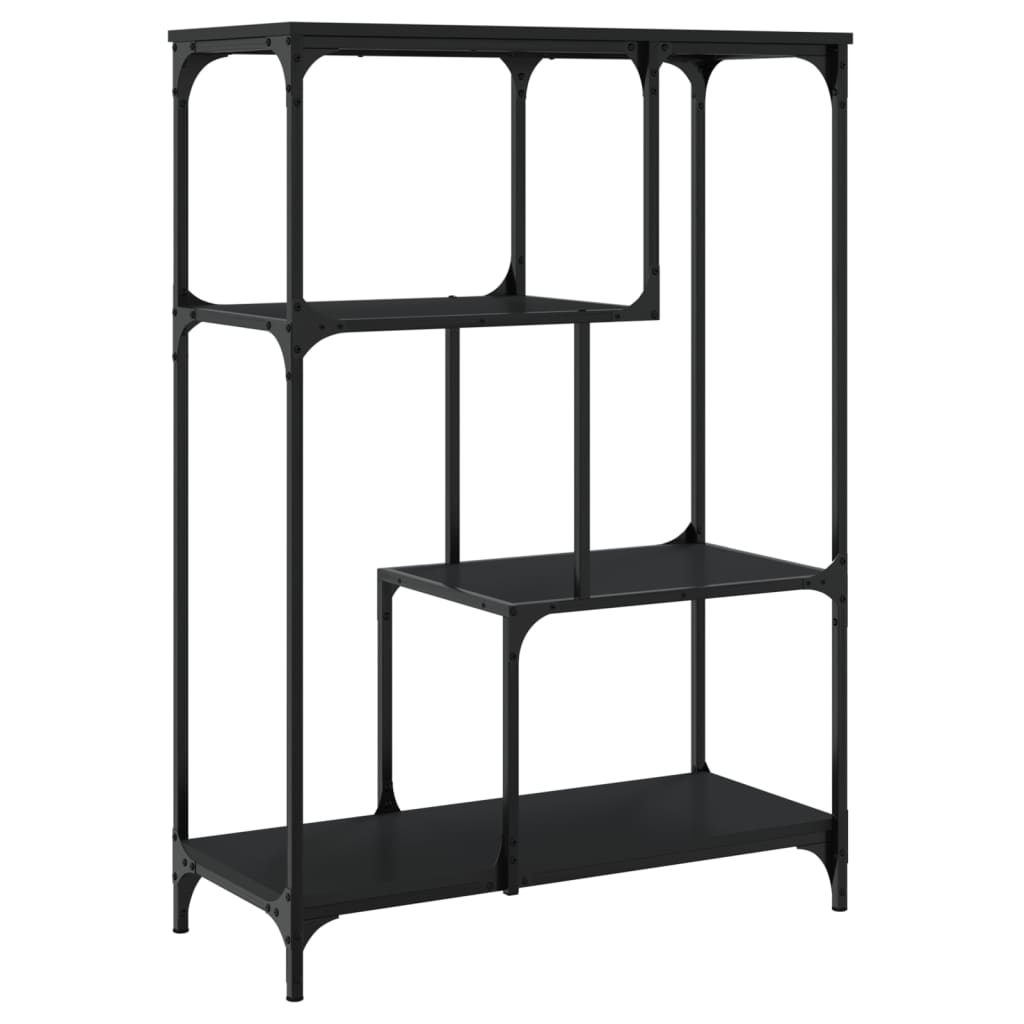 Boekenrek 81x36x115 cm bewerkt hout en staal zwart is nu te koop bij PeponiXL, paradijselijk wonen!