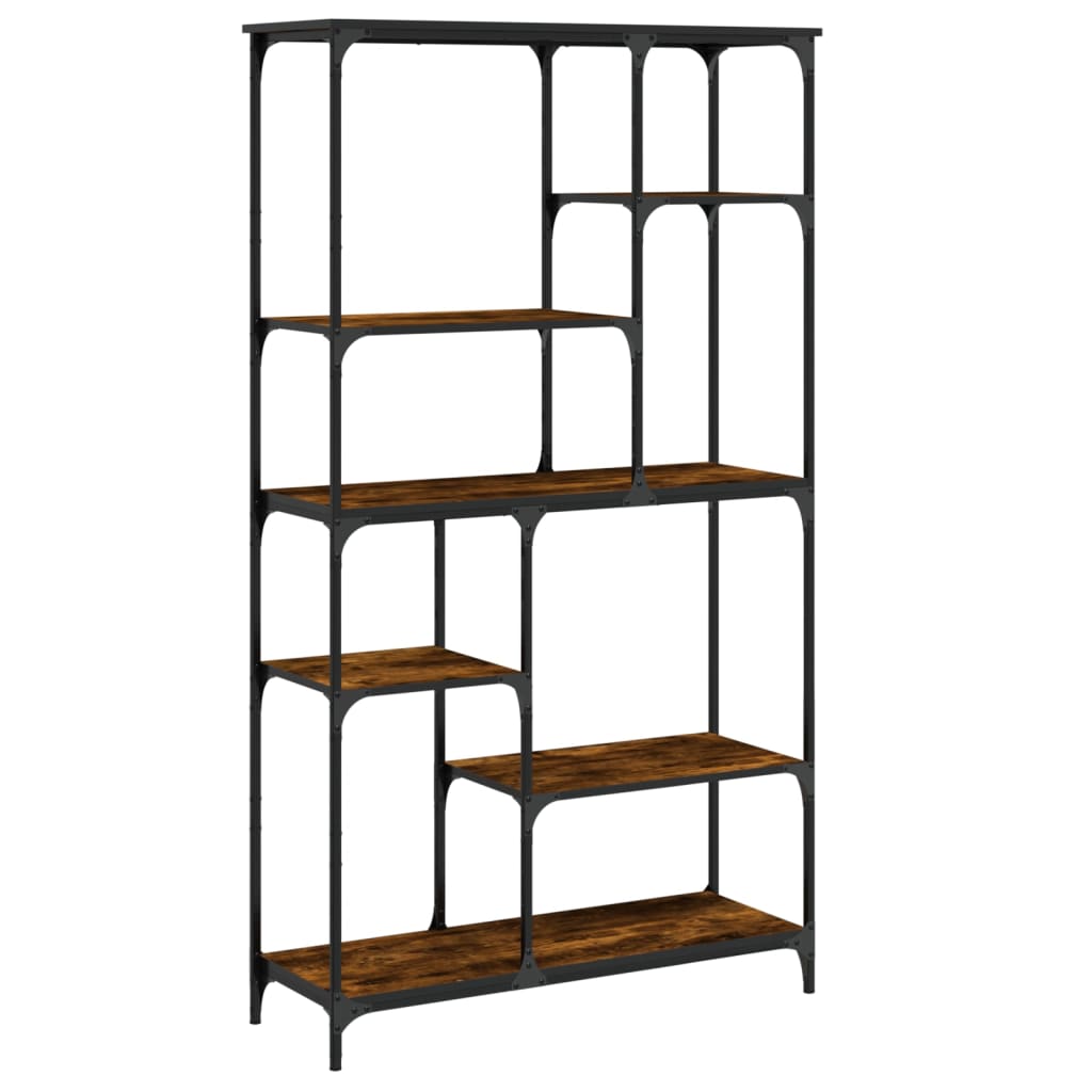 Boekenrek 99x35,5x176 cm bewerkt hout en staal gerookt eiken is nu te koop bij PeponiXL, paradijselijk wonen!