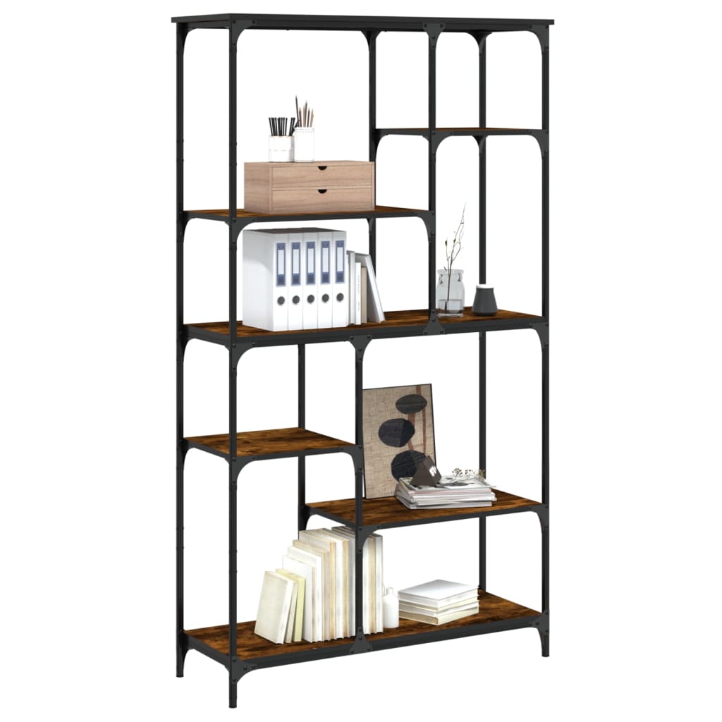Boekenrek 99x35,5x176 cm bewerkt hout en staal gerookt eiken is nu te koop bij PeponiXL, paradijselijk wonen!